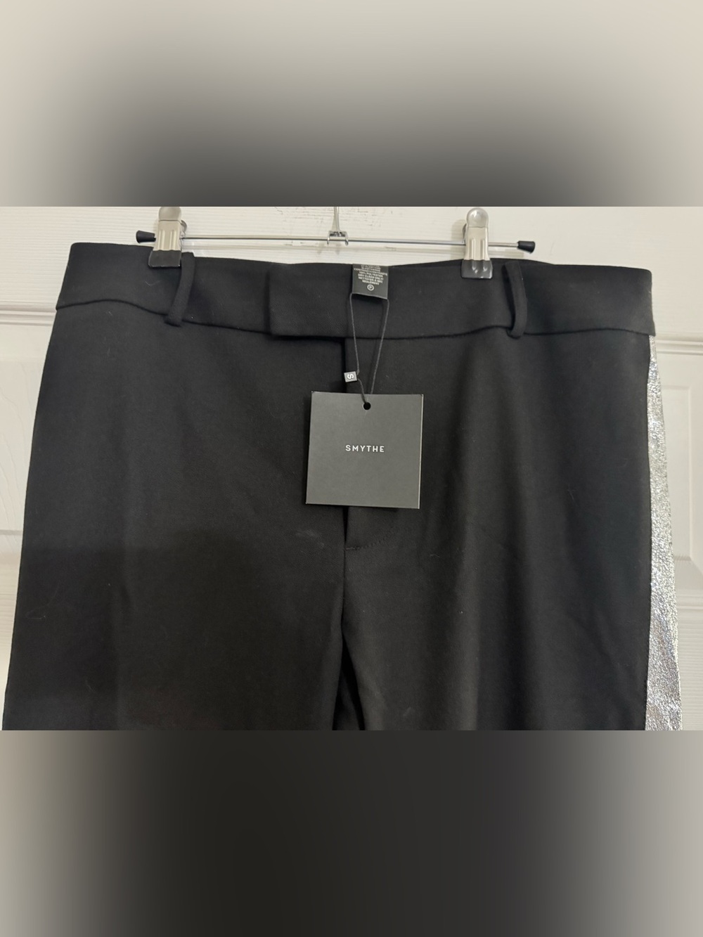 NWT Smythe Tuxedo Stripe Bootcut Pants Black Silver Size 12/31 - originally $475 - Picture 6 of 7